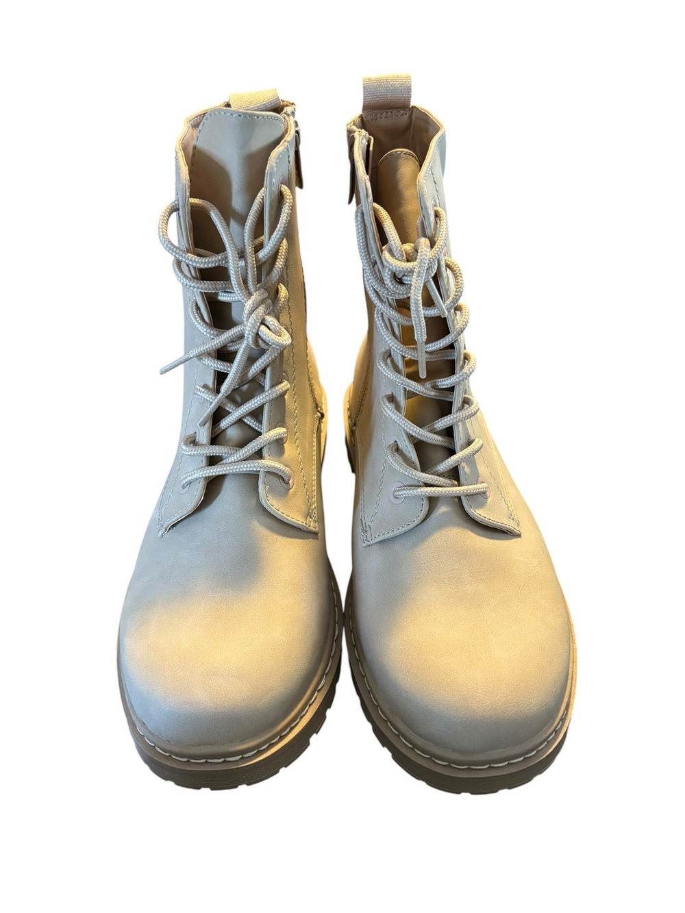 Torrid Combat Boots 10.5 WW Wide Tan Stevie Lace Up Lug Chunky Sole Shoes
